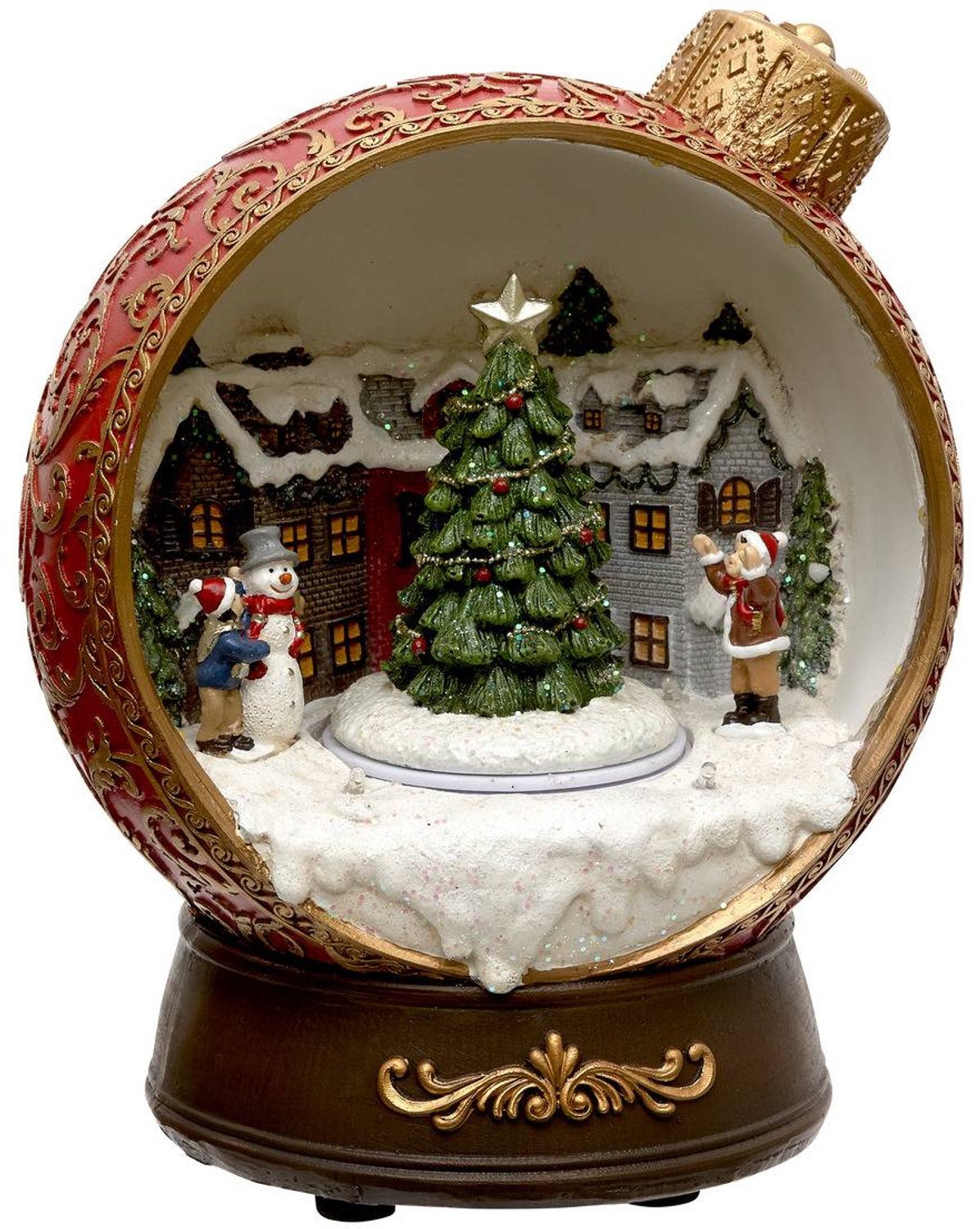 Fééric Lights and Christmas Sneeuwbol Kerstdorp - Muziek en Verlichting - 19x17x23cm - Bruin