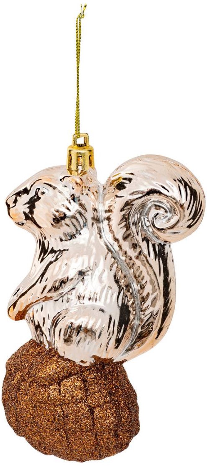 Feeric lights & Christmas Kerst-eekhoorn van kunststof met eikel, 12 cm Marron