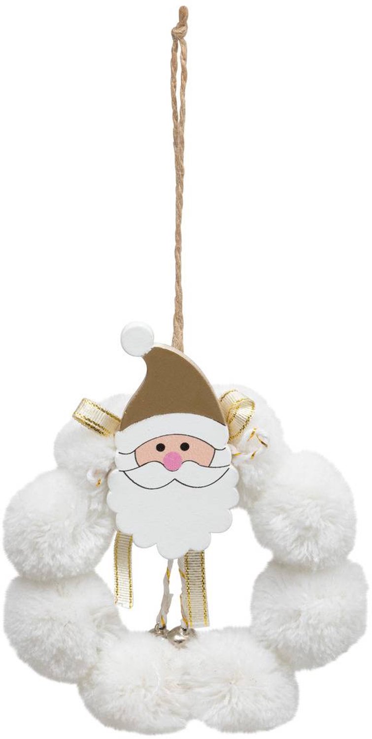 Feeric lights & Christmas Witte kerstman-krans, diameter 10 cm Blanc