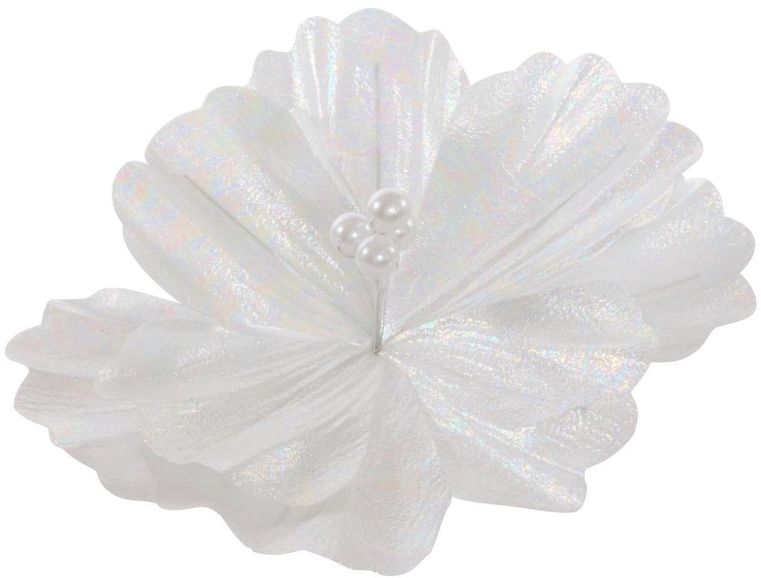 Feeric lights & Christmas Kerstboomversiering met glanzende witte magnoliabloem, diameter 22 cm Blanc