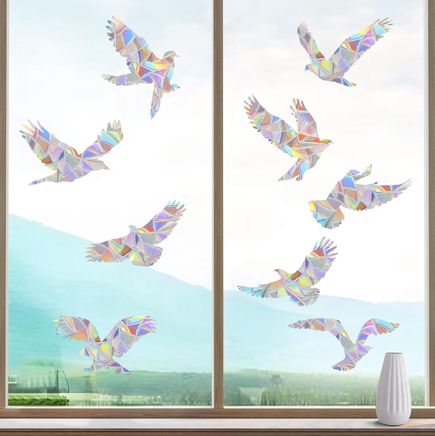 Vogelwerend Raamstickers - 9 Stuks Zwart - Grote Silhouetten