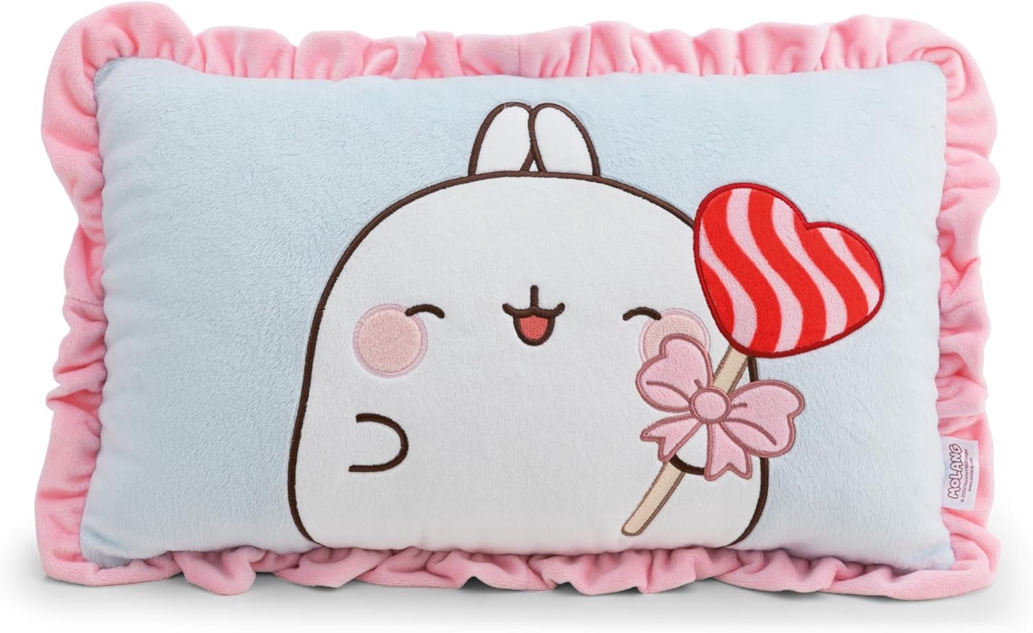 NICI Molang Kussen 43x25 cm - Blauw - Pluche Knuffelkussen voor Kinderen & Volwassenen