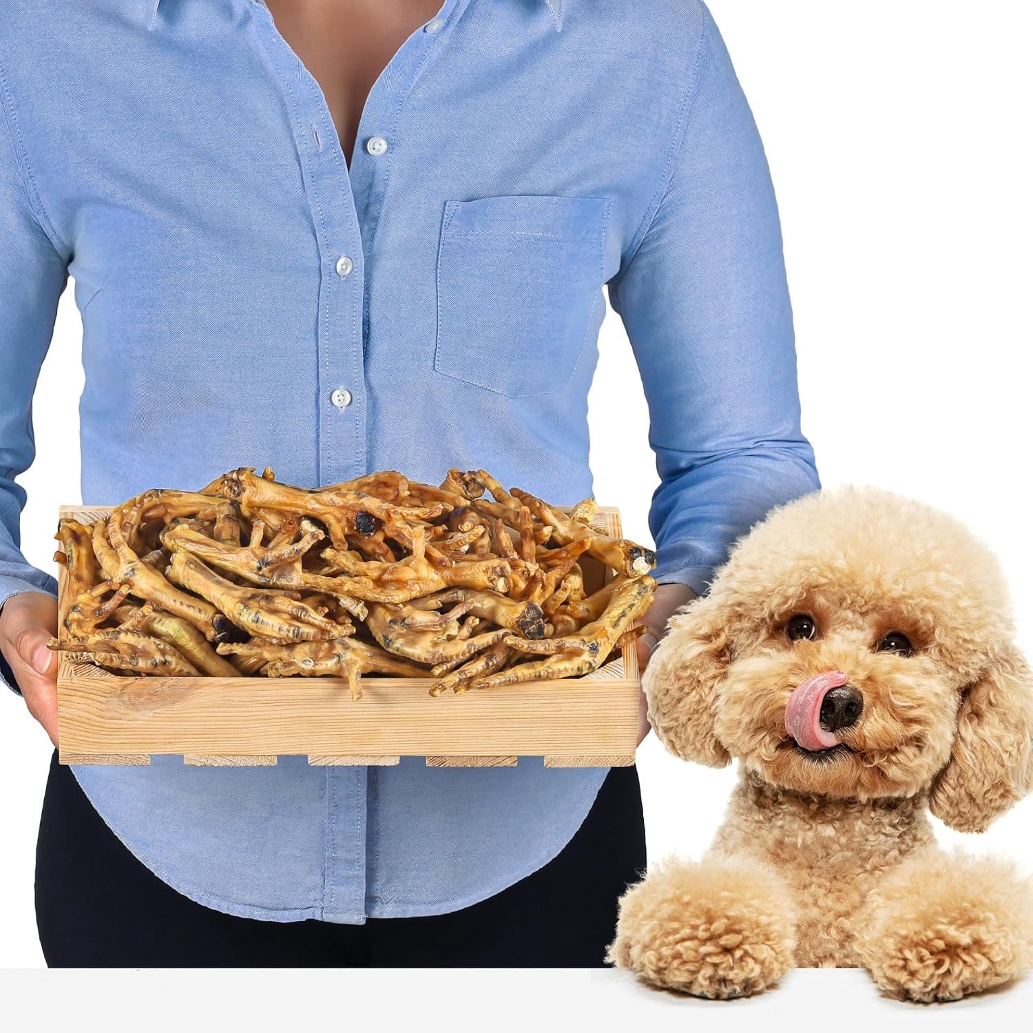 Kauwsnacks voor Honden - 1 kg - Luchtgedroogde Kippenpoten - Graanvrij & Hypoallergisch - Voor Grote Honden