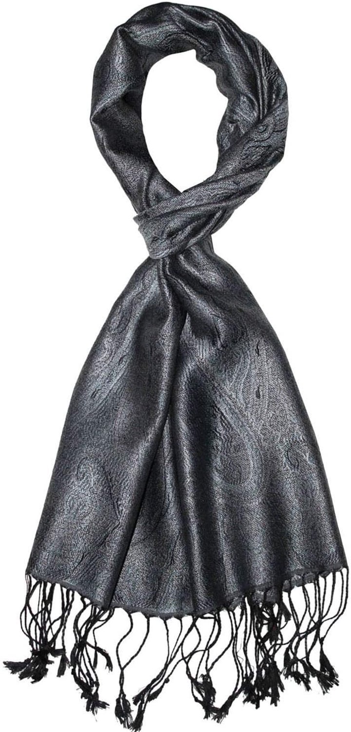 Lorenzo Cana Heren Sjaal 100% Zijde Jacquard Paisley Elegant Grijs