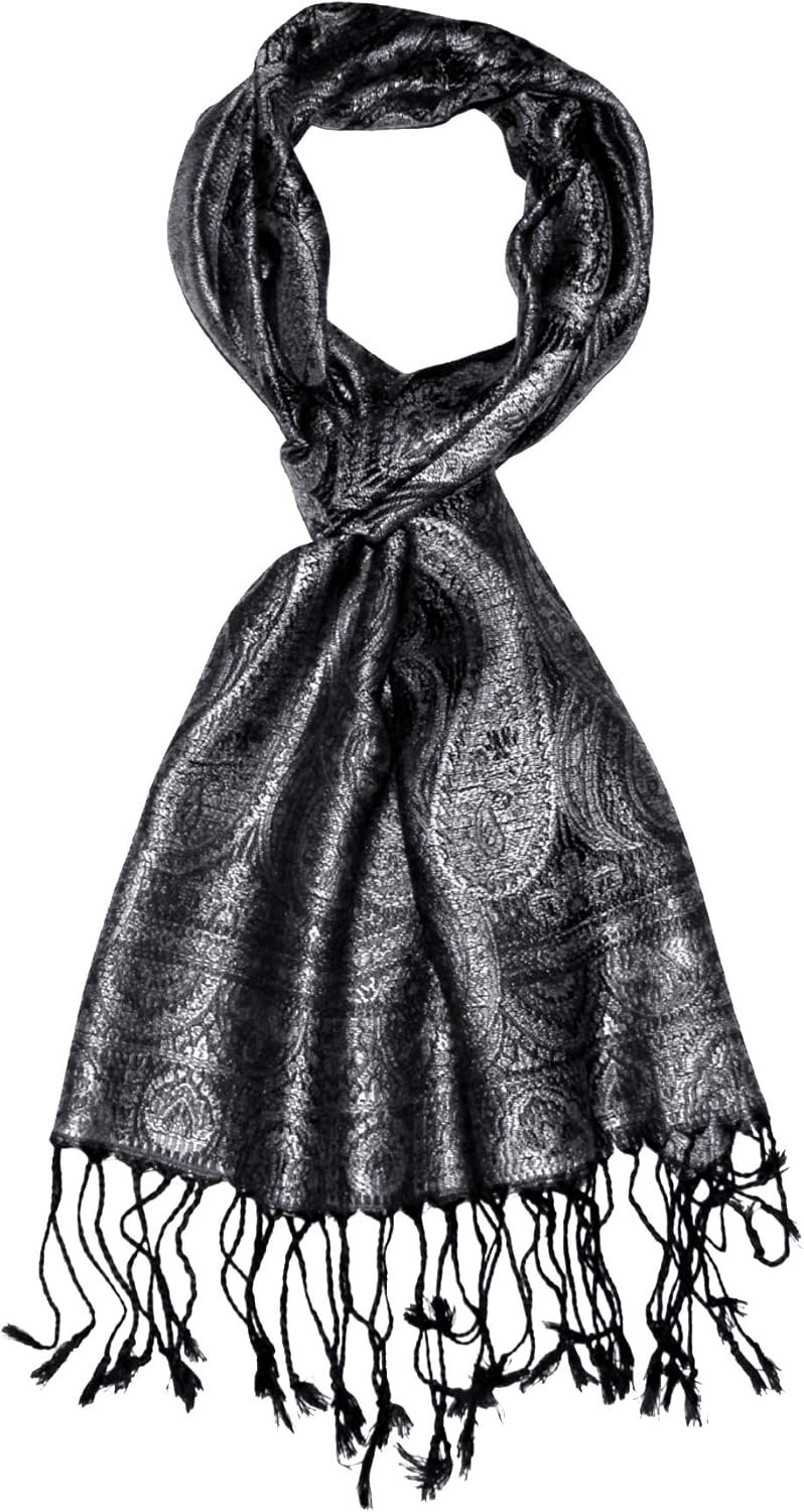 Luxe Zijden Heren Sjaal - Elegant Paisley Patroon - Grijs Zwart