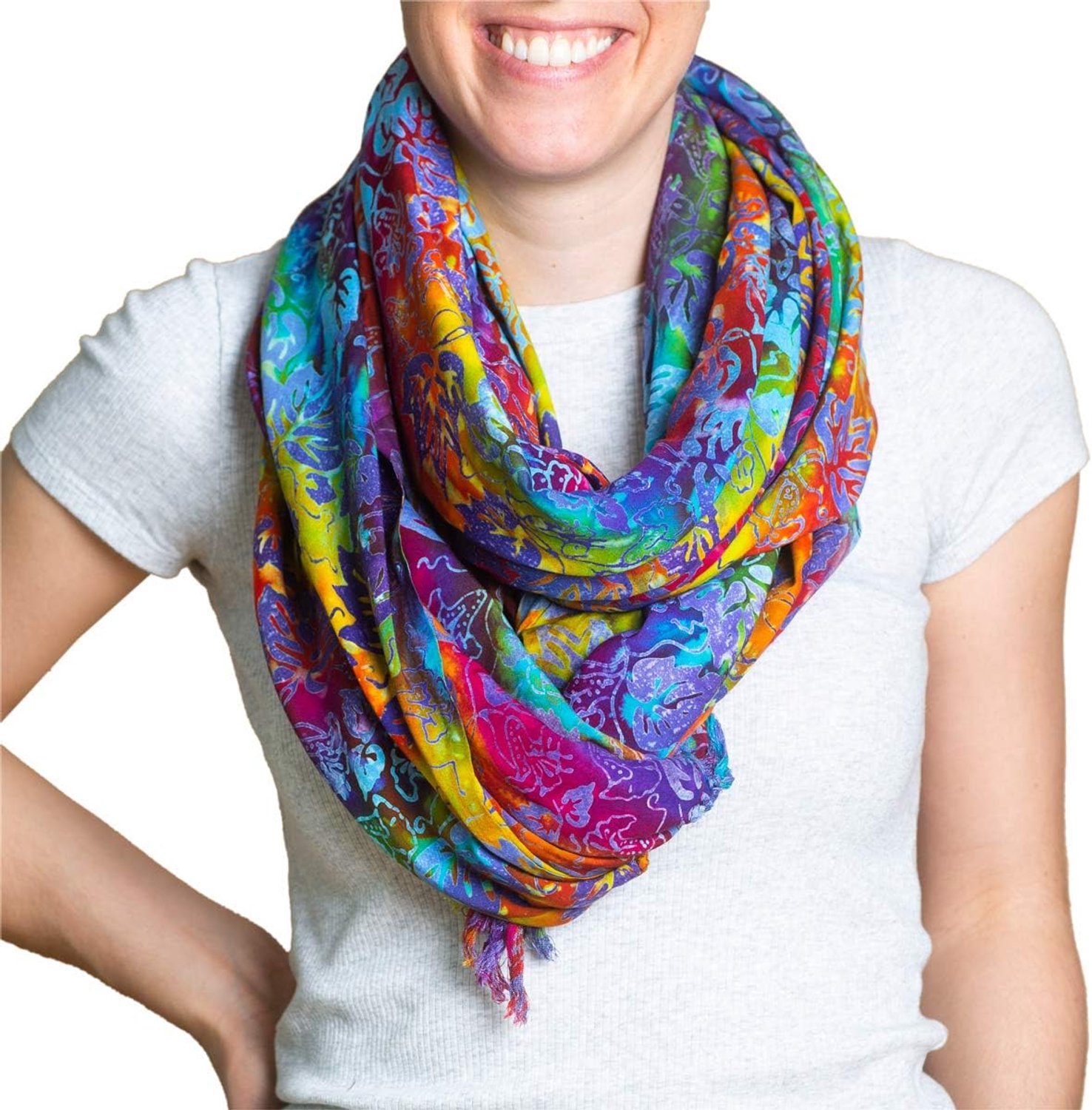 Unieke Batik Sjaal Dames Heren - 100% Viscose, Handgemaakt