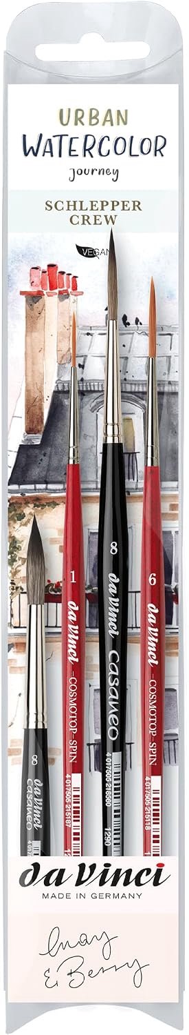 Merkloos Waterverf Penseel Set - 4 Stuks voor Fijne Lijnen & Details