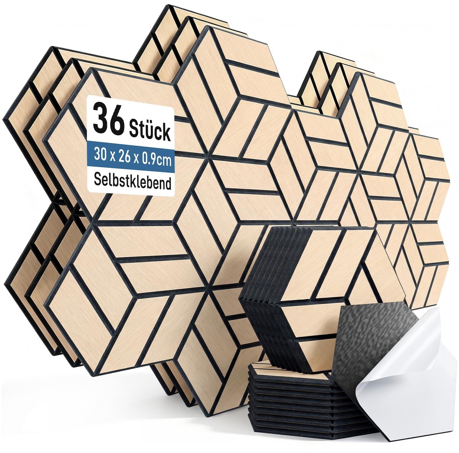 Zeshoekige Akoestische Platen, 36 Stuks, Geluidsisolatie