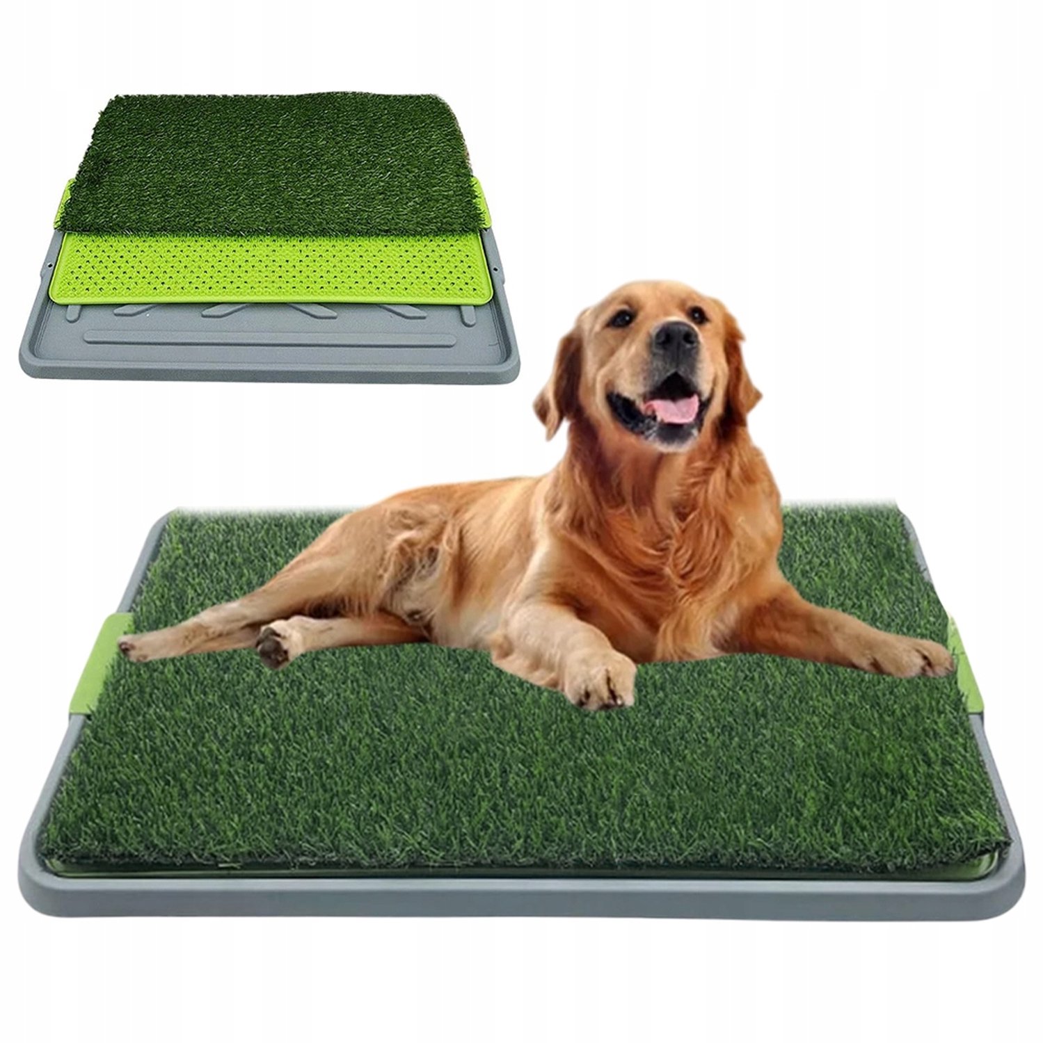 Hondentoilet Kunstgras - Indoor Dierentoilet - Uitneembare Opvangbak - Puppy Training Pads - 68x41,5x3cm - Zindelijkheidstraining Hond - Voor Balkon & Terras & Tuin