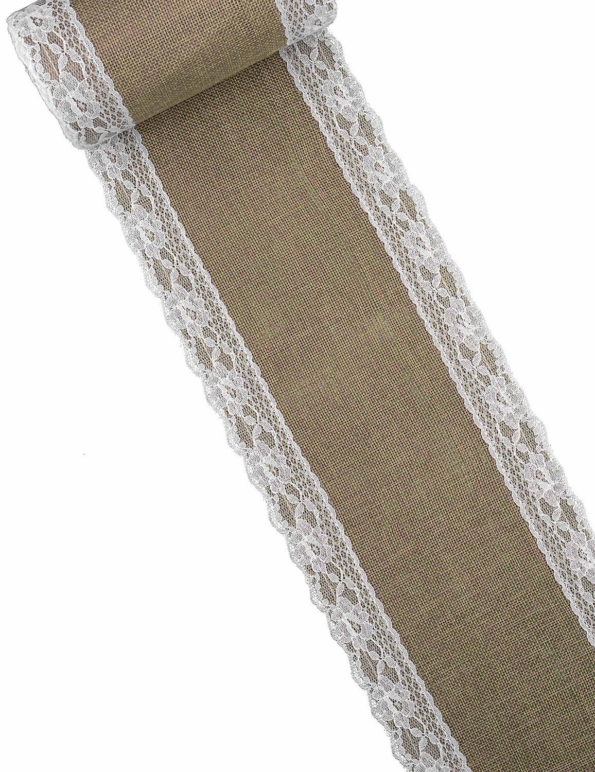 HOBI - Tafelloper van jute en kant 15 cm x 5 m vintage bruiloft
