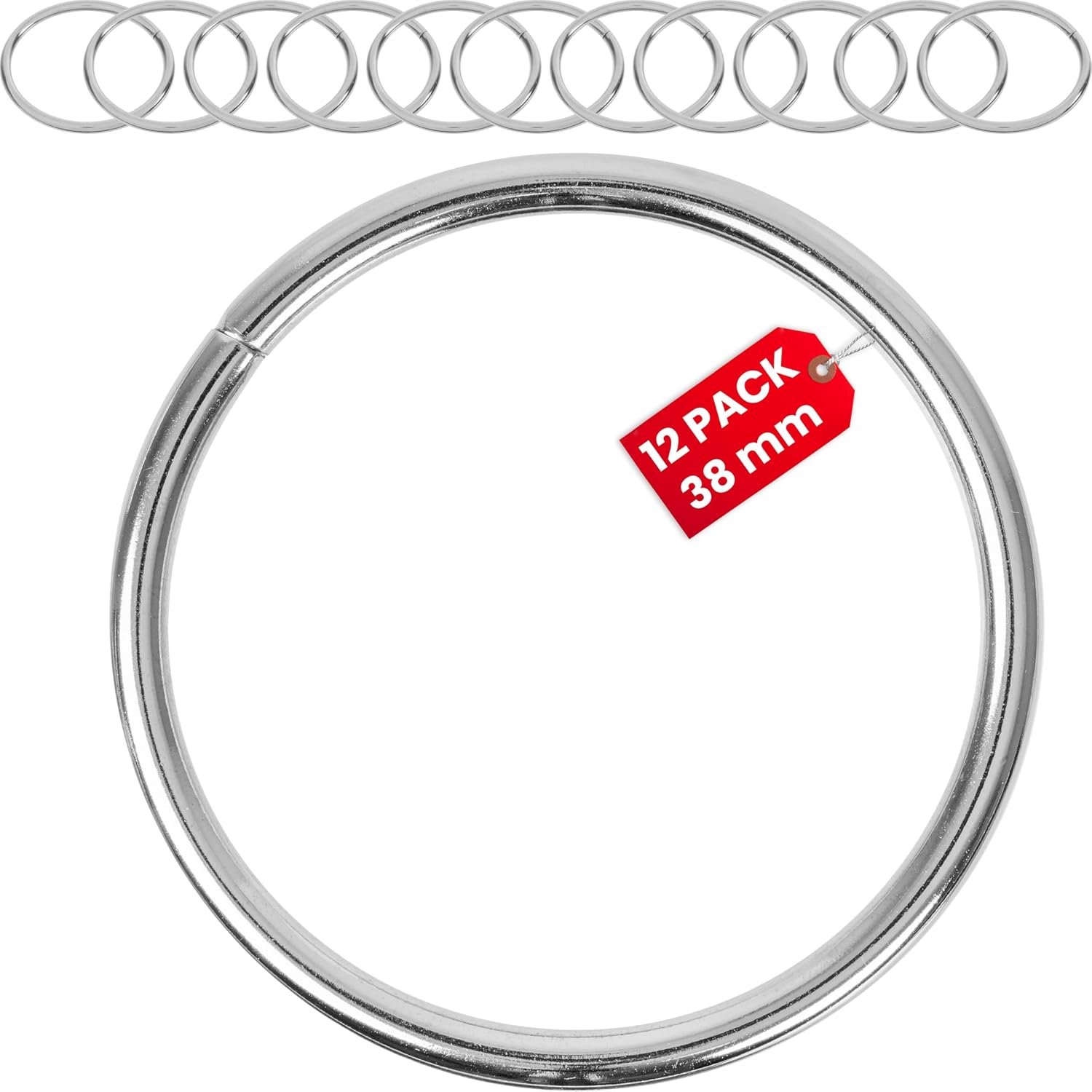 12x Merkloze Metalen O-ringen Zilverkleurig 15mm Binnendiameter