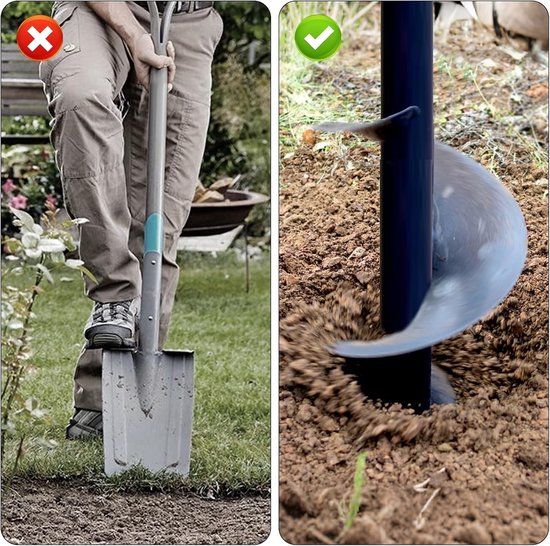 Krachtige Tuinboor 10 x 30 cm voor Bloembollen, Groenten en Hekpalen - Lichtgewicht en Efficiënt voor Gemakkelijk Graven — afbeelding 3