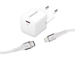 (Intenso) W30C 30W USB-C GaN lichtnetadapter + C315L USB-C naar Lightning bundel - wit