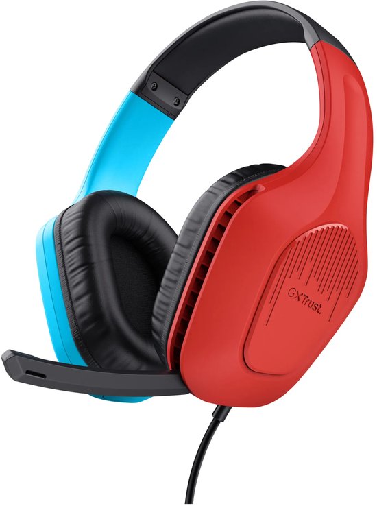 Trust GXT 416S Zirox - Gaming Headset - voor Nintendo Switch - Bedraad - 50mm Drivers - Over-ear - Rood/Blauw