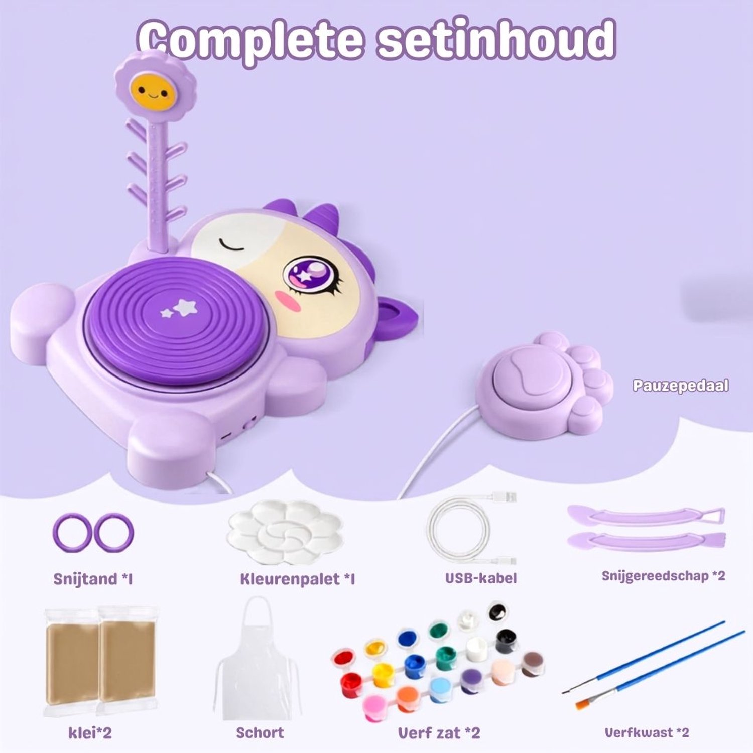 DailySupplies® Pottenbakkersschijf - Pottenbakken Draaischijf - Boetseerschijf Kinderen & Volwassenen - Paars