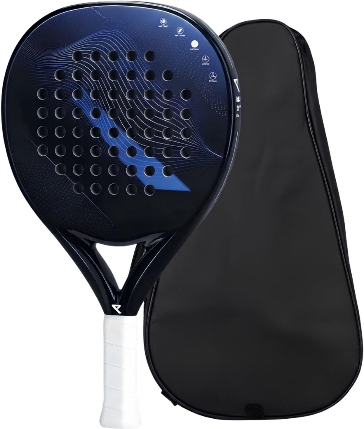 KLS® Padel Racket - Padel - Padelrackets - Zwart/Blauw - 40cm x 20cm x 1cm