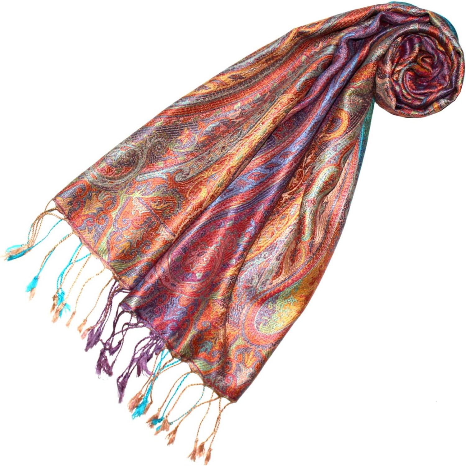 Luxe Zijden Sjaal Dames - Elegant Paisley Patroon - Pastel Kleuren