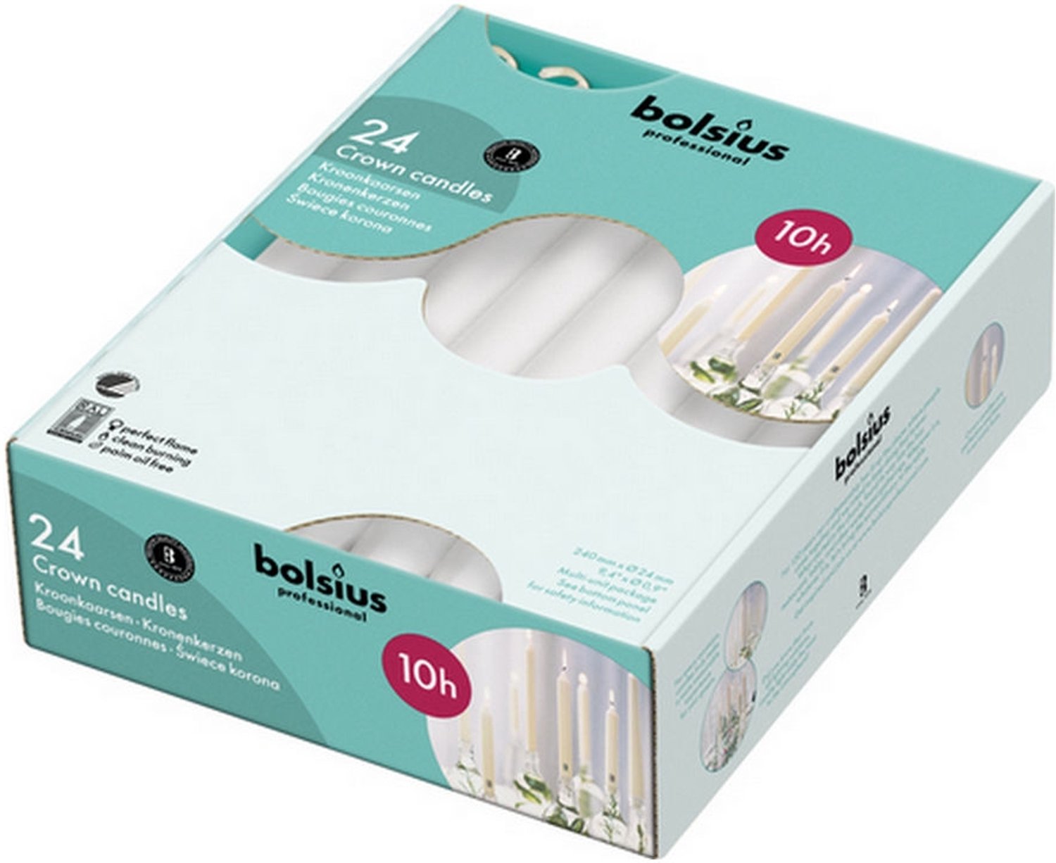 Bolsius VOORDEELVERPAKKING - Kroonkaarsen - Wit - 96 stuks
