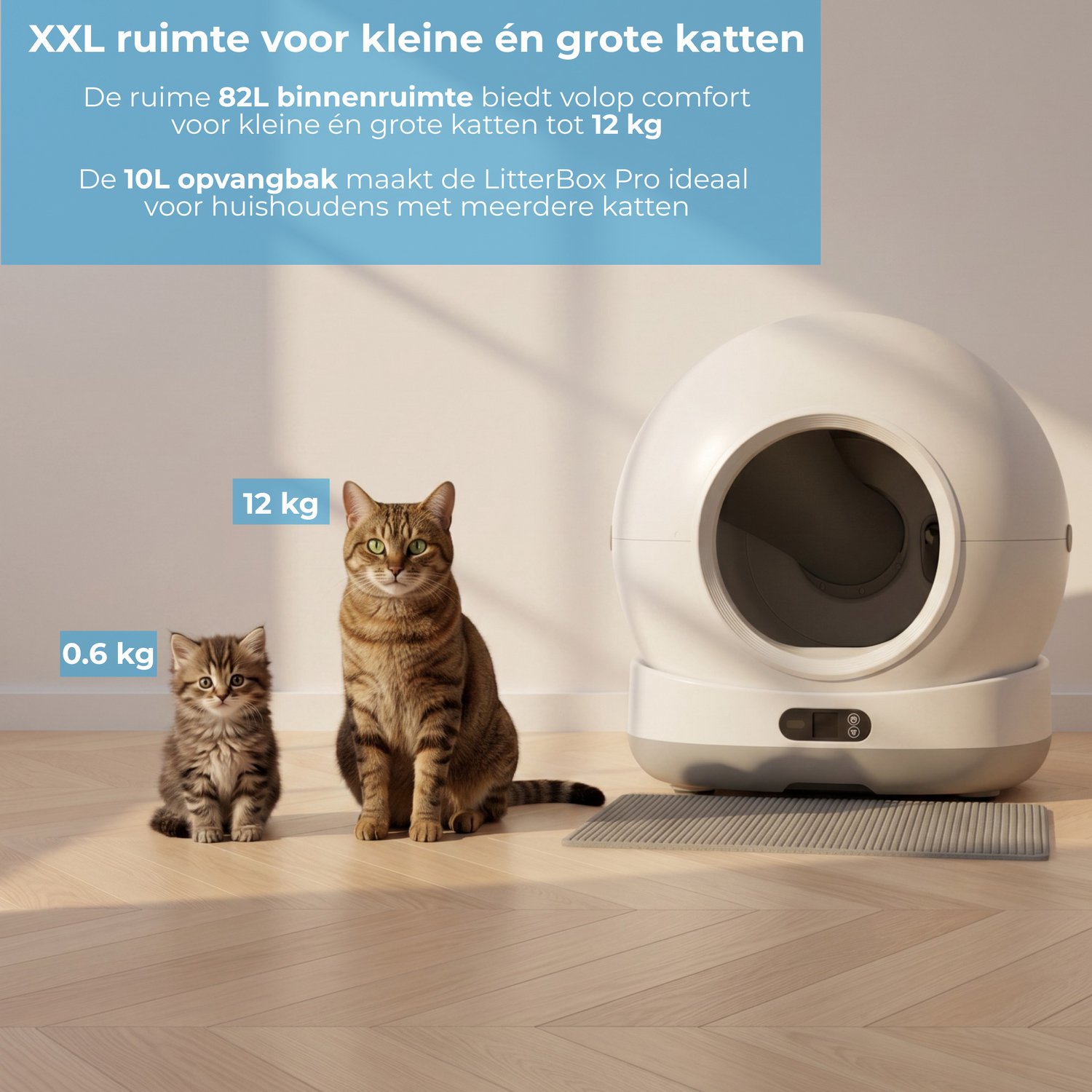 Innova® LitterBox Pro XXL Plus - Automatische Kattenbak - Zelfreinigende Kattenbak - Inclusief App - 82L - Met kattenbakmat en 10 rollen opvangzakjes thumbnail 3