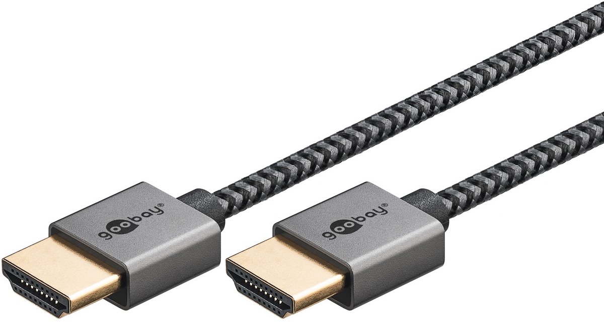Image of Goobay Slim Ultra High Speed HDMI-kabel, 8K/60 Hz, 48 Gbit/s, 2 m, zwart
