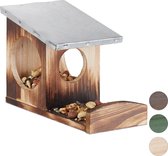 Relaxdays eekhoorn voederhuisje - om op te hangen - metalen dak - hout - eekhoornhuis - Vlammen