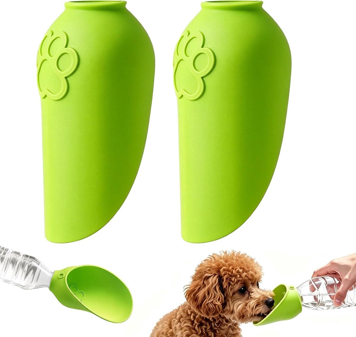 Waterfles voor honden, 2 stuks, groen, draagbare waterdispenser