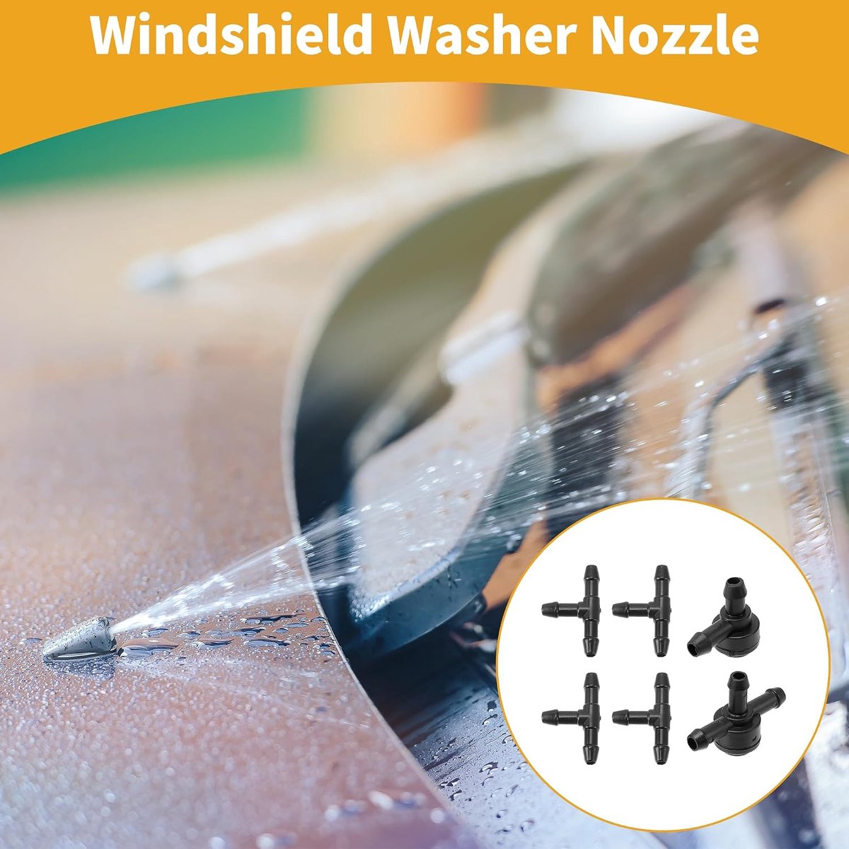Ruitensproeiers Nozzle Kit voor Volvo C30 2.4l 5 Cilinder Voorruit Spuitsproeiers Ruitenwisser Spray Washer Jet No.31391513/9178897 4 Stks t Slang Connector