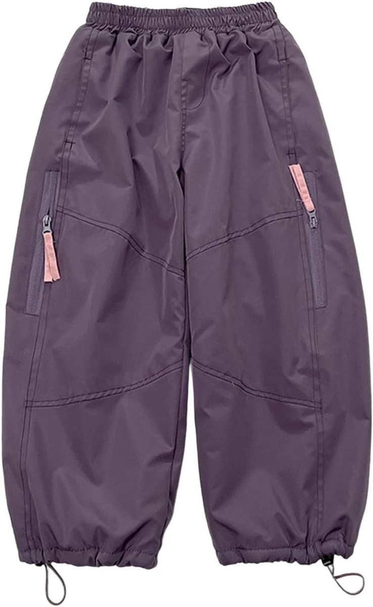 Wintercargobroek voor kinderen, met fleece gevoerd, losse pasvorm, winddicht, ideaal voor wandelen en activiteiten bij koud weer, geschikt voor meisjes en jongens, warme isolatie en
