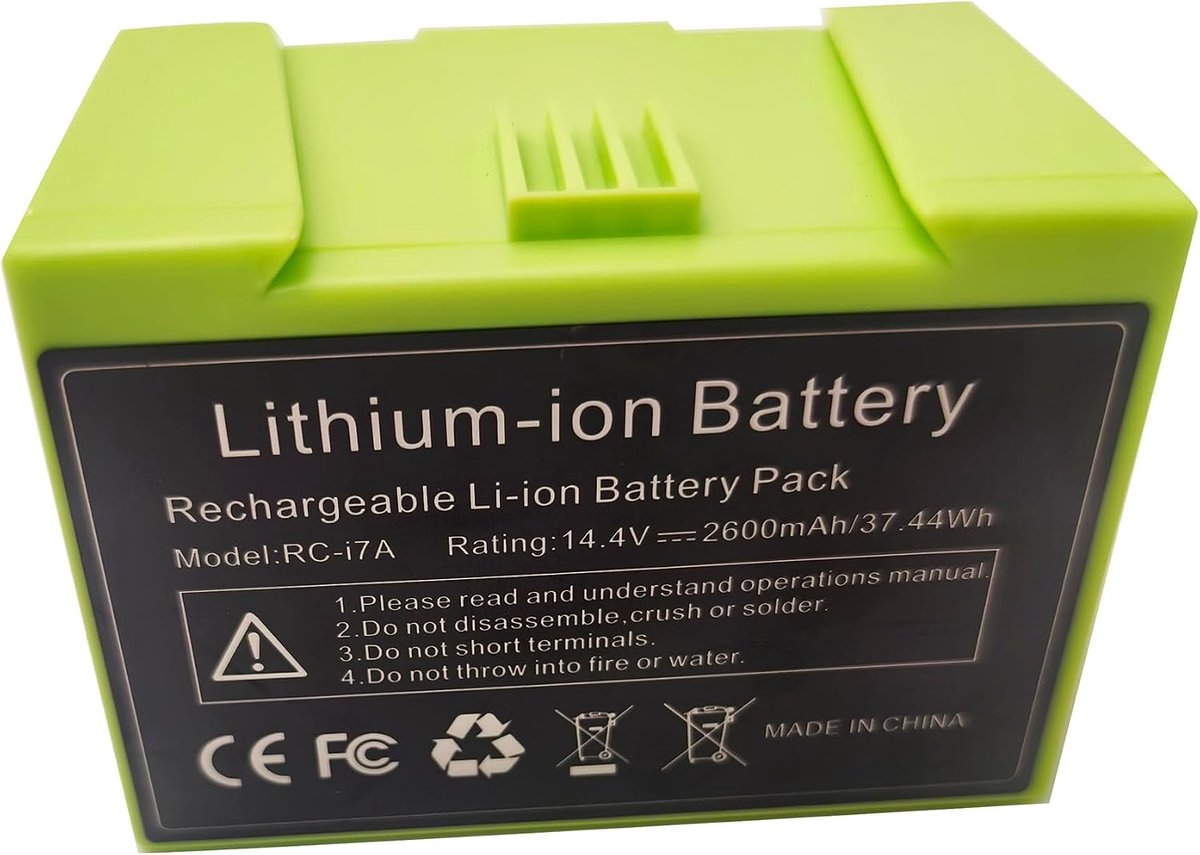 2600mAh batterij i7 i3 i4 e5 e6 lithium-ion batterij vervanging voor iRobot Roomba e en i serie i7/i7+ i4/i4+ i3/i3+ e5 e6 i7158 i7550 i755020 7150 7550 stofzuiger groen