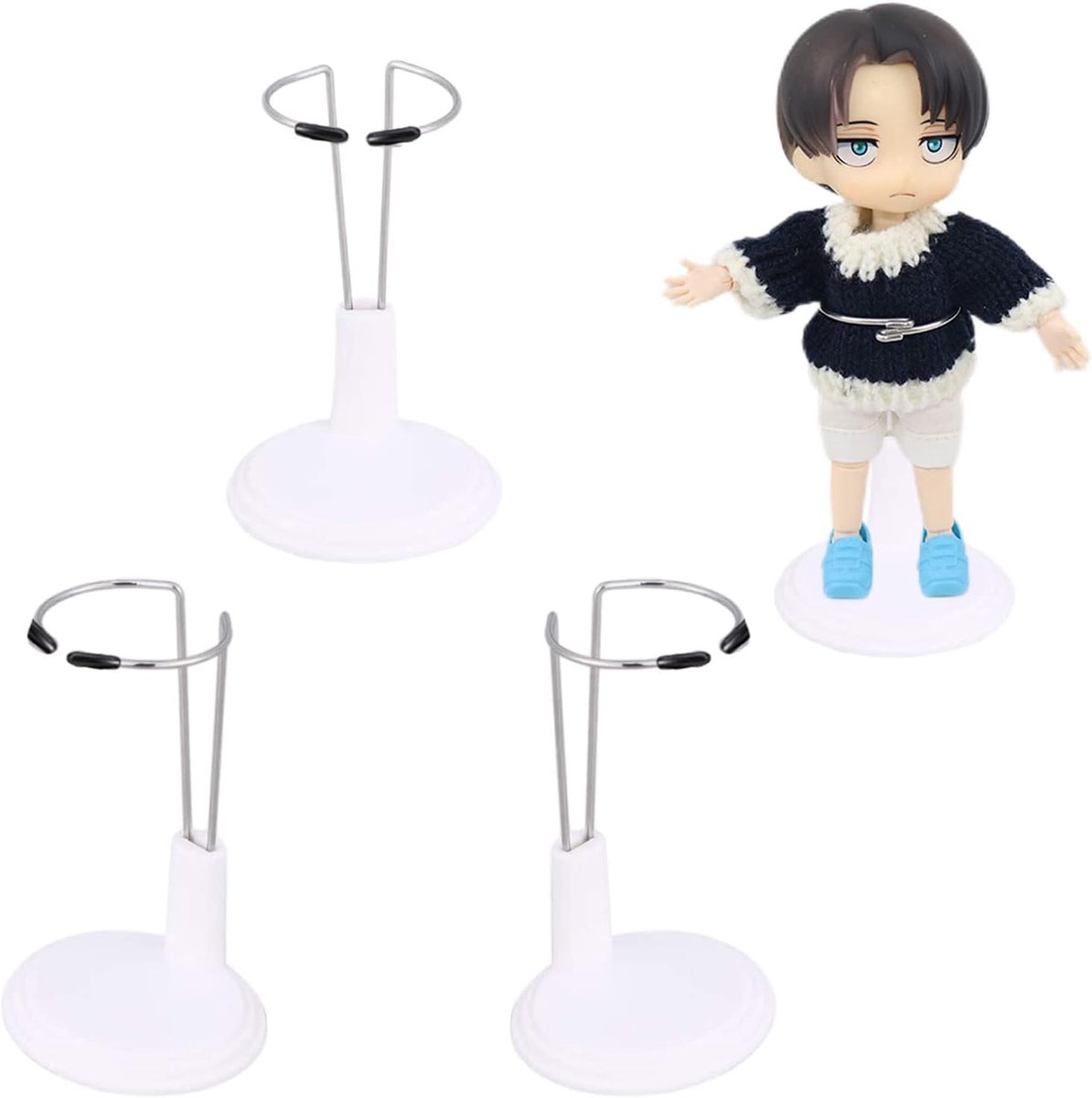 4 stuks poppenstandaard, poppenhouder, mini-poppen, displayhouder, poppenhouder voor barbie teddybeer, wit