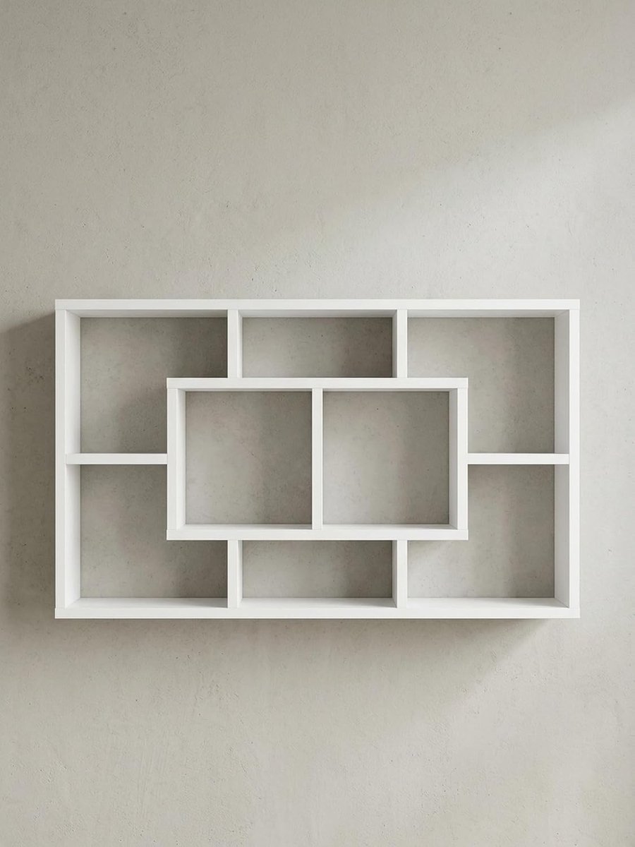 Wit mdf houten hangende gegale wandbord open houten plank zwevende plank
