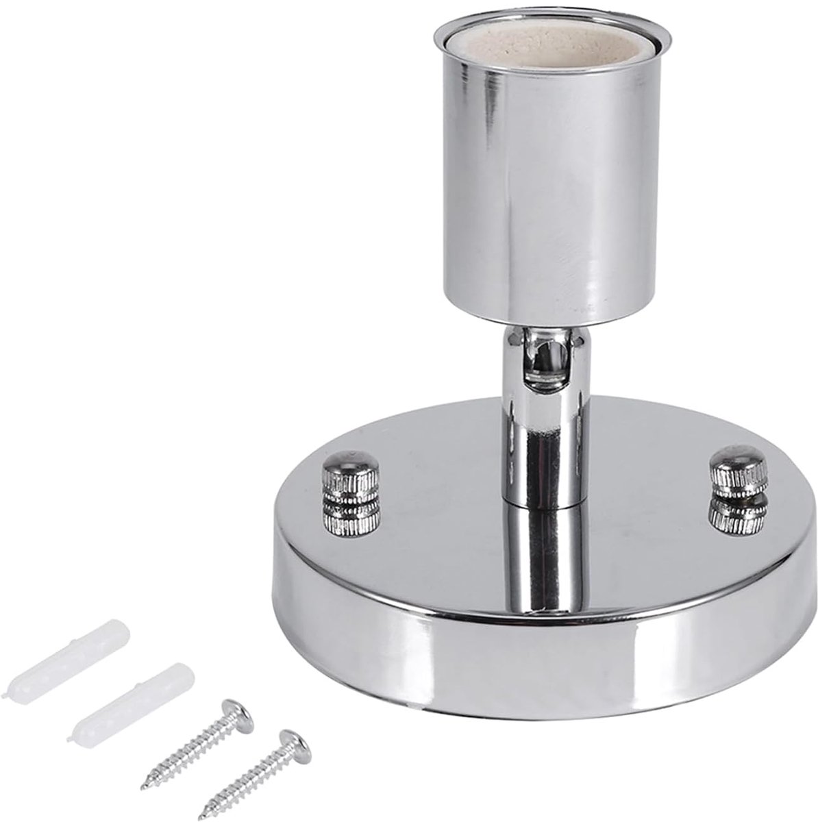 Lamphouder, 1Pc E27 Moderne Vintage Plafondlamp Wandlamp Lamphouder Socket 180° Draaibaar Geschikt voor Woonkamer Keuken Eetkamer Gang(zilver)