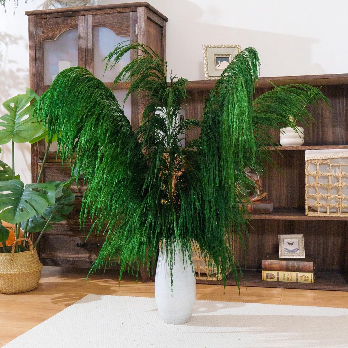 Pampasgrasdecoratie, hoog, 6 stuks, 110 cm, groot, kleurrijk, gedroogd, natuurlijk, groene pampasbloemen met aroma van gedroogde bloemen, gedroogde plant voor de woonkamer