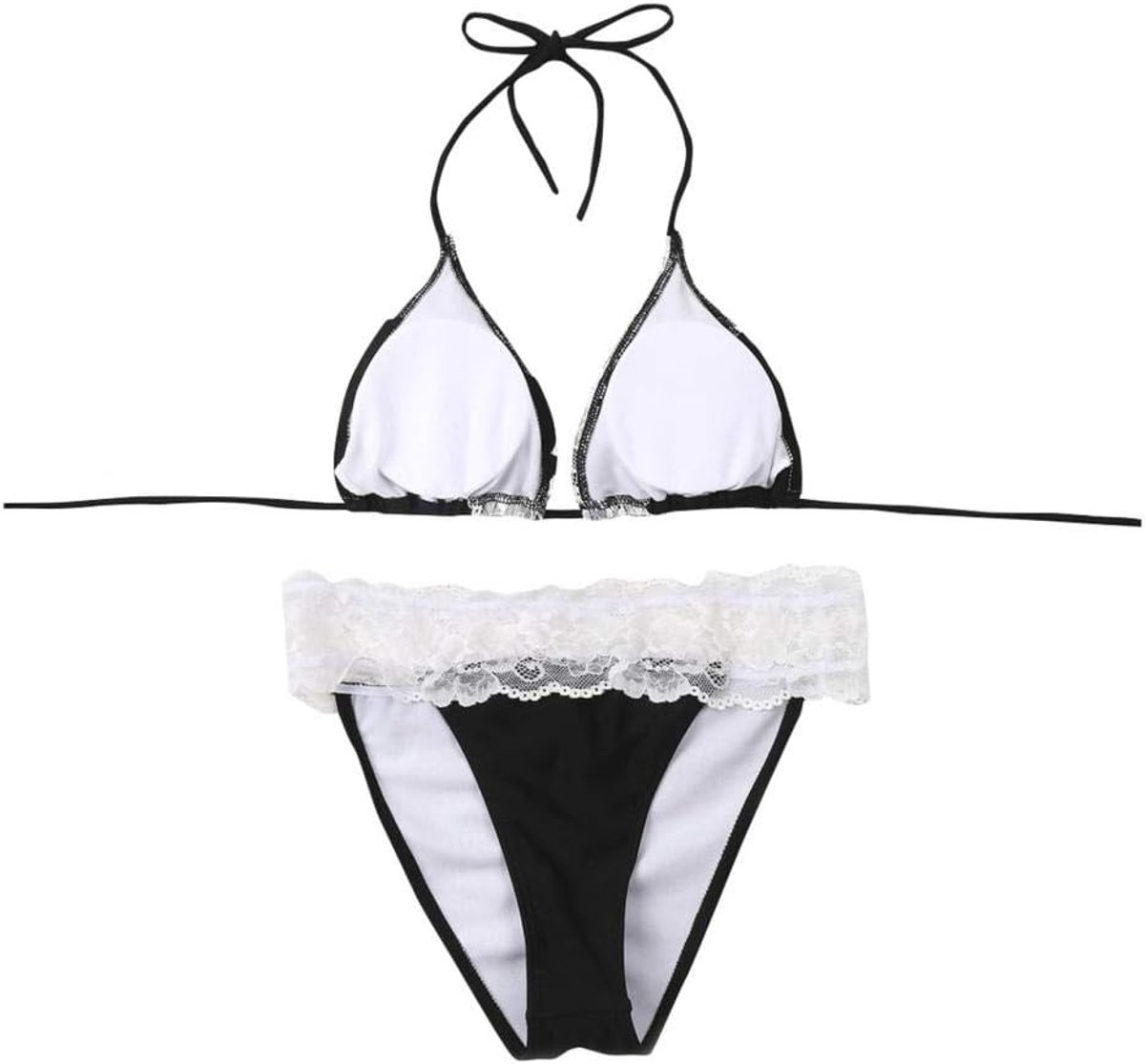 Bodystockings dames Vrouwen Sexy Lace Up Halter Bikini Tweedelige Badpak Dames kanten bikini split badpak