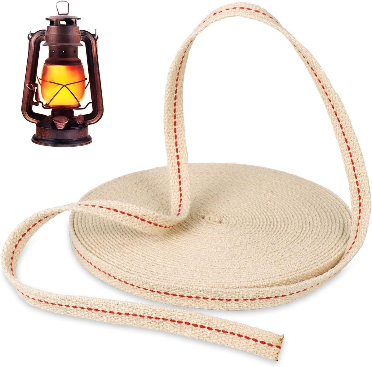 Lonten, 32,7 voet platte katoenen lonten voor oliën lamp, geurloze lantaarn lont, 1,2 cm brede vervangende lonten voor oliebrander paraffine/kerosen lampen