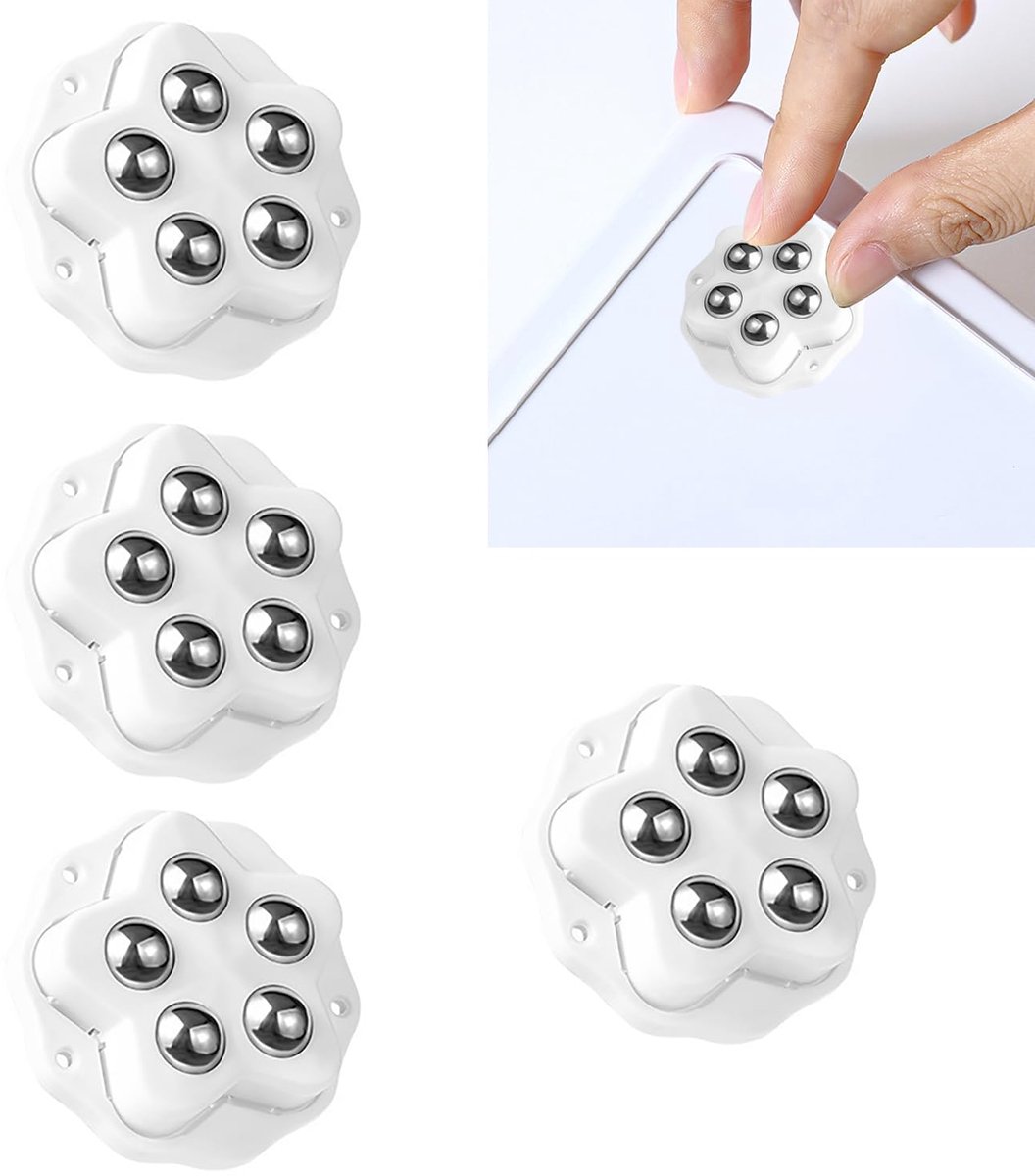 Kogelwielen, 4 stuks, zelfklevende zwenkwielen, 360° meubelwielen, meubelwielen voor kleine meubels, vuilnisemmerbox, zwart