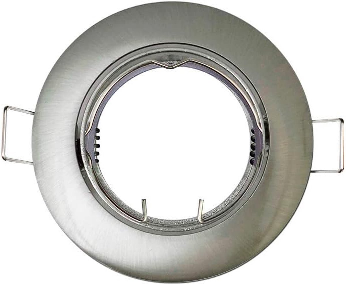 Metalen halogeenring in elegant mat nikkel, diameter 8,4 cm, ideaal voor het verlichten van ruimtes met stijl en moderniteit. Perfect voor elke omgeving.