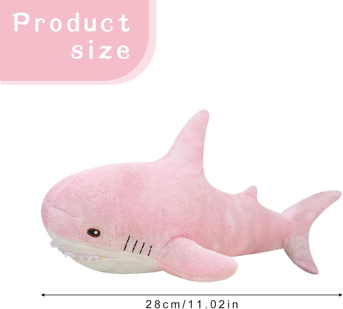 Pluche haaikussen, knuffeldier, zacht knuffeldier haaienknuffel, comfortabel slaapkussen rugkussen voor kinderen, jongens, meisjes, cadeau kamerdecoratie (roze)