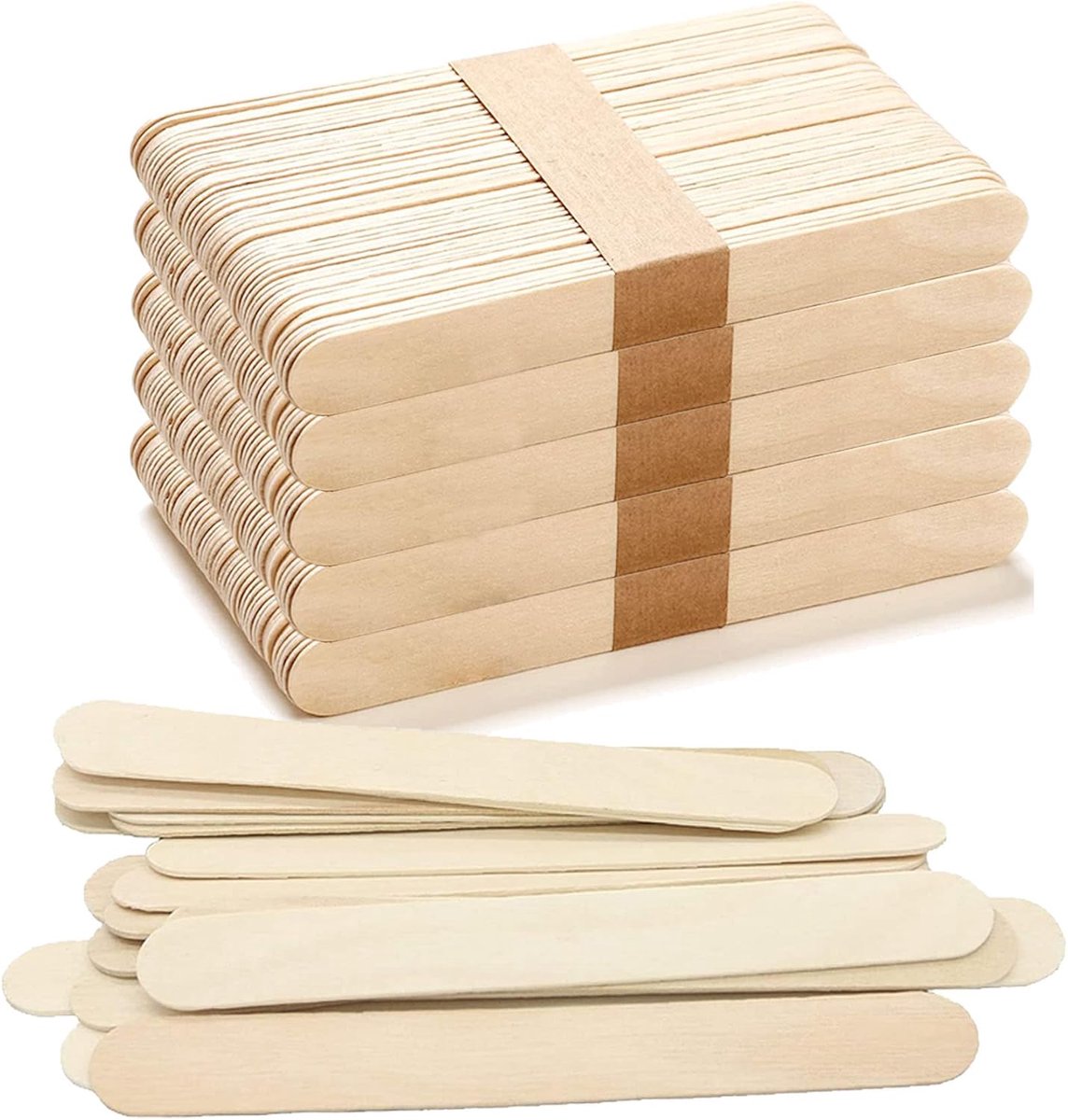 Houten spatels voor ontharing, verschillende maten met ronde randen en zorgvuldig gesneden, ideaal voor handwerk met een afmeting van 15 x 1,8 cm