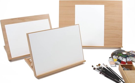 Tafelstandaard Tekenbord + Workstation Formaat A3 compact - 30 x 43 cm, Beukenhout, voor schilderen + schetsen, acryl, aquarel, potlood of houtskool — afbeelding 3