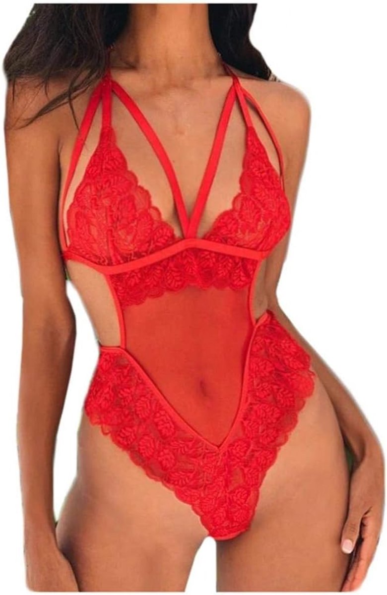 Lingerie & ondergoed Sexy LIngerie Dames Backless Porn Temptation Sexy Ondergoed Kousenband Tight-Red_L