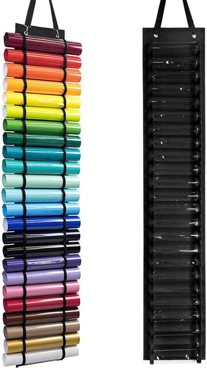 Vinyl-rolhouder, vinyl-organizer, wandorganizer, vinylrolhouder, voor kamerdeur, handwerk en muur, met 24 vakken