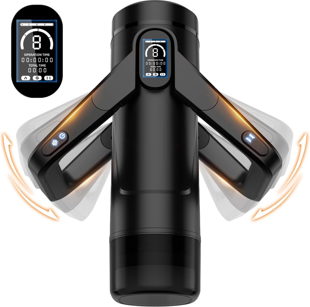 Elektrisch mannetjesmasturbator met 9 vibratiemodussen en duwfuncties seksspeeltje metvleugelgreep en LCD scherm 3D realistische testikelsackmassager en penisstimulator zwart seksspul