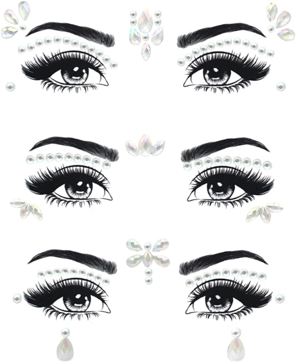 Edelstenen Glitter - Kristal Gezicht Glitter Festival Gezicht Stickers Set, Zelfklevende Strass Ogen Lichaam Tijdelijke Tattoo voor Vrouwen Meisjes Festival Feest, Stijl 4