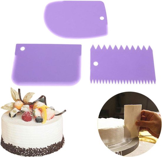3 STKS Plastic Cake Scraper Set Gebak Deeg Spatel Fondant Cream Cake Scraper Kam Icing Scraper Cake Decoreren Plain Cutters (Wit) — afbeelding 3