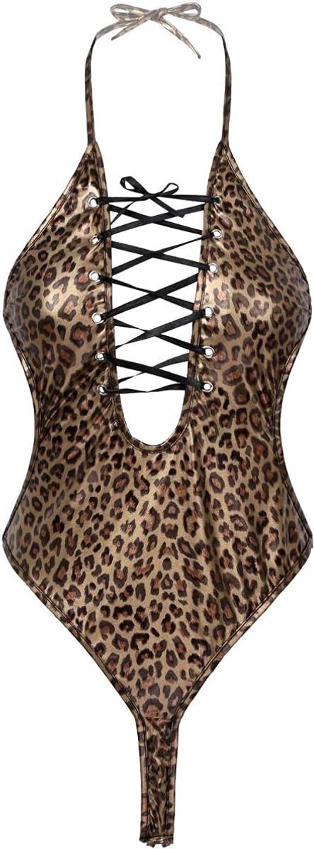 Dames Leopard One Piece Bodysuit Dames Lingerie Sexy Backless Bodysuits set