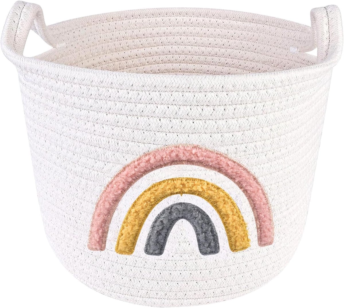 Gevlochten opbergmand, speelgoedmand, kinderkamer, duurzaam, comfortabel, multifunctionele organizer, geschikt voor huishoudens, wasgoed en speelgoed (regenboog)