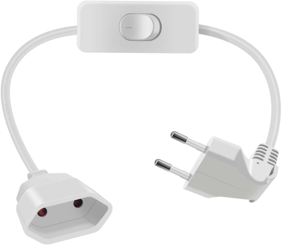 Eurostekker met Schakelaar 2,5 A 250 V Plat Eurostekker 90 Graden Kort Voor Huishoudelijke, Apparaten TV PC Computer Monitor Enz (Wit, 0.5m)