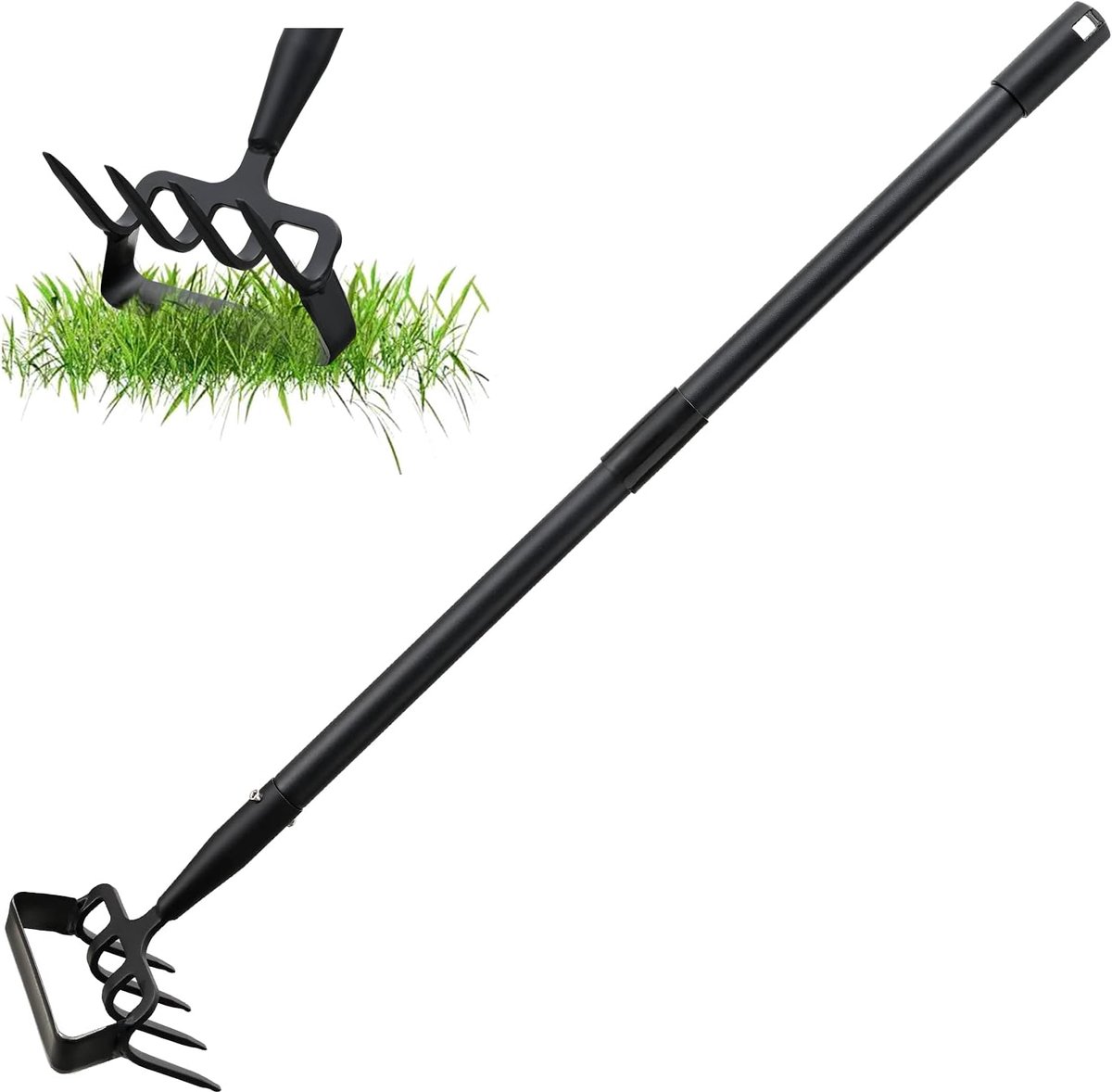 Tuinhakken voor onkruidwieden, gereedschap voor hakken met houder voor tuin met verstelbare ring, lange handgreep, verstelbaar, voor wieden