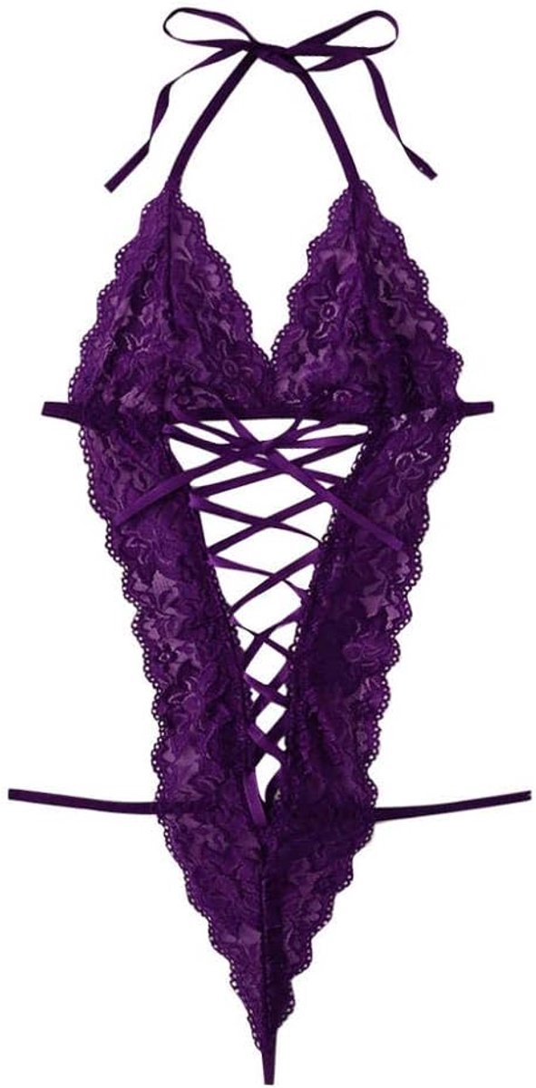 Sets met nachtmode & ochtendjas Vrouwen Lingerie Set Sexy Diepe V Bandage Backless Ondergoed Hol Nachtkleding